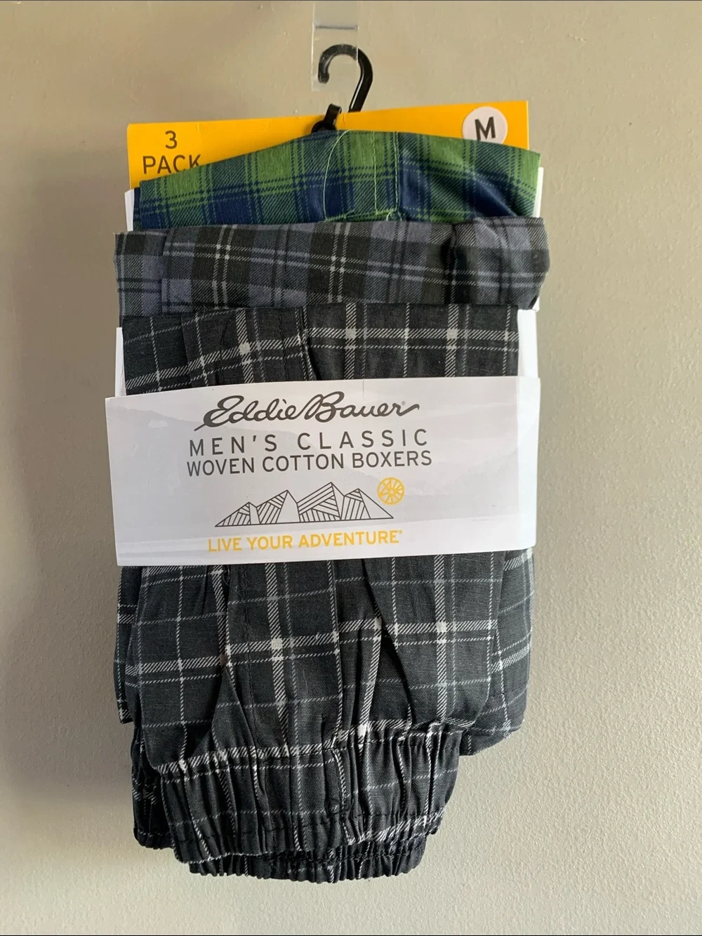 Eddie Bauer Men's Plaid Cotton Boxer 3-Pack NWT